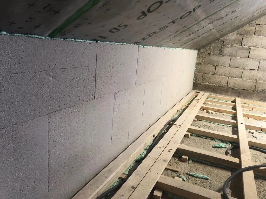 The completed Multipor installation along the south wall.