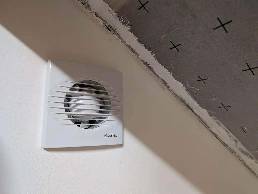The completed bathroom ventilation fan.