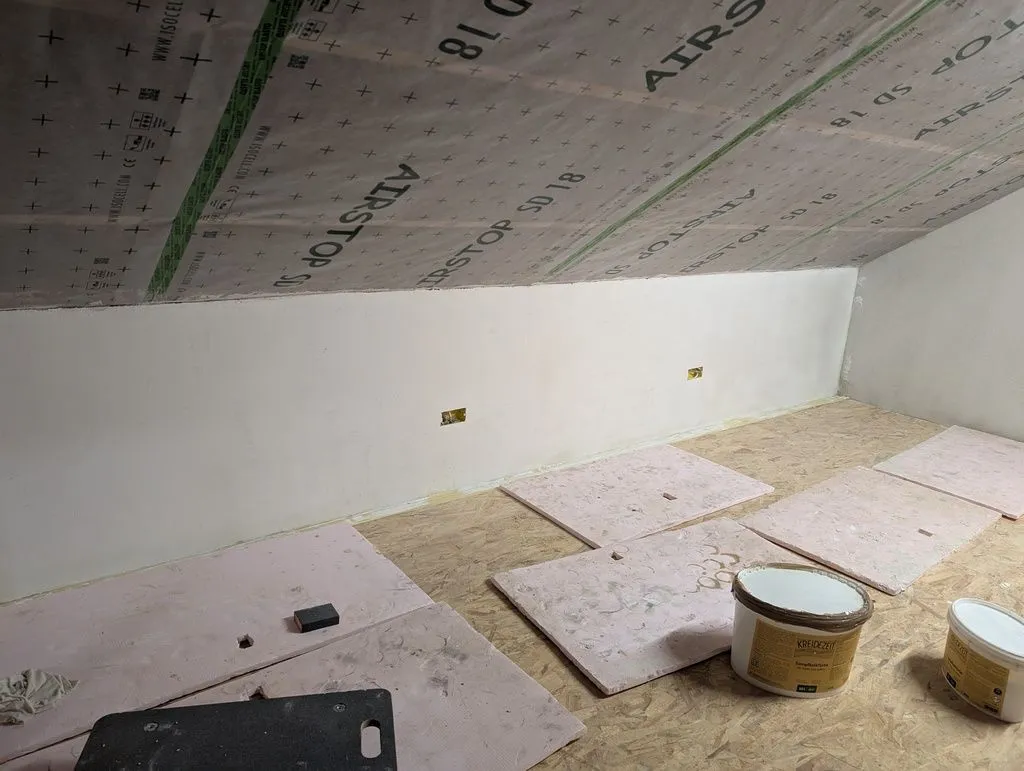 We painted the north and south walls together with the west wall.