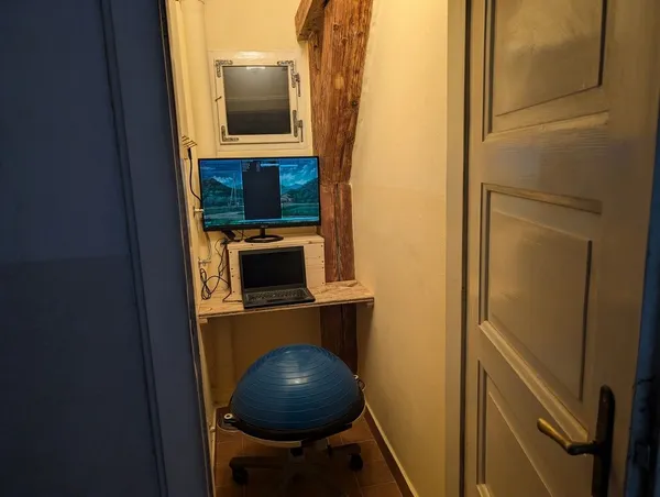 The view into the office from the hallway after painting