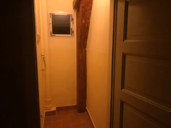 The view into the office from the hallway after painting