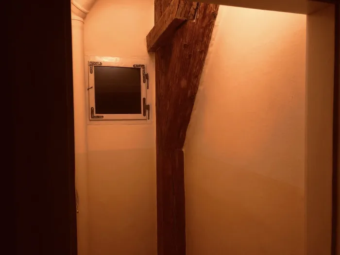 The painted room with masking tape removed.